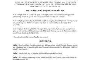 Quyết định 563/QĐ-UBDT 2020 Kế hoạch thực hiện Hiệp định Thương mại tự do Việt Nam Liên minh châu Âu