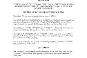 Quyết định 3472/QĐ-UBND 2020 công bố thủ tục hành chính về Quy hoạch Ban Quản lý Quảng Bình