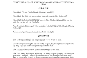Nghị quyết 138/NQ-CP 2020 thông qua đề nghị xây dựng Nghị định bảo vệ dữ liệu cá nhân