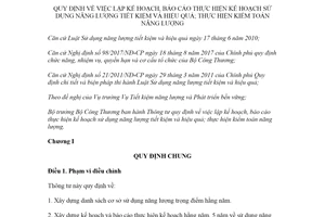 Thông tư 25/2020/TT-BCT lập báo cáo thực hiện kế hoạch sử dụng năng lượng tiết kiệm và hiệu quả