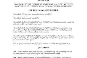 Quyết định 2385/QĐ-UBND 2020 phối hợp giải quyết việc nuôi con nuôi có yếu tố nước ngoài Bình Phước
