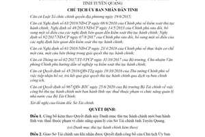 Quyết định 1376/QĐ-UBND 2020 công bố thủ tục hành chính lĩnh vực thuế Sở Tài chính Tuyên Quang