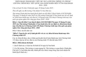 Quyết định 31/2020/QĐ-TTg sửa đổi 03/2019/QĐ-TTg tiêu chí xác định xã thôn hoàn thành Dự án 2