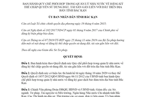 Quyết định 18/2020/QĐ-UBND đăng ký thế chấp quyền sử dụng đất tài sản gắn liền với đất Bắc Kạn
