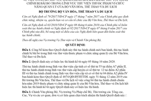 Quyết định 2825/QĐ-BVHTTDL 2020 công bố thủ tục hành chính lĩnh vực thư viện quản lý của Bộ Văn hóa