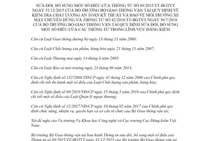 Thông tư 23/2020/TT-BGTVT sửa đổi Thông tư 89/2015/TT-BGTVT bảo vệ môi trường xe máy chuyên dùng