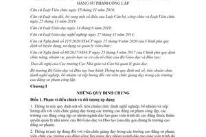 Thông tư 35/2020/TT-BGDĐT mã số tiêu chuẩn chức danh viên chức giảng dạy trong trường cao đẳng