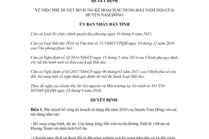 Quyết định 2528/QĐ-UBND 2020 bổ sung kế hoạch sử dụng đất huyện Nam Đông Thừa Thiên Huế