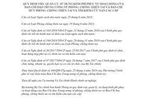 Thông tư 85/2020/TT-BTC quản lý kinh phí phục vụ hoạt động Ban Chỉ đạo phòng chống thiên tai