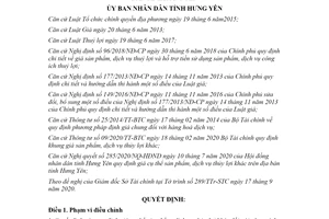 Quyết định 30/2020/QĐ-UBND giá cụ thể sản phẩm dịch vụ thủy lợi khác tỉnh Hưng Yên