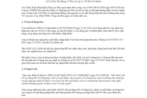 Công văn 10732/TXNK-PL 2020 mã số HS mặt hàng Hồng sâm nguyên củ sấy khô