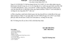Công văn 5553/BYT-KH-TC 2020 đính chính chỉ thị 22/CT-BYT công tác liên doanh cơ sở y tế