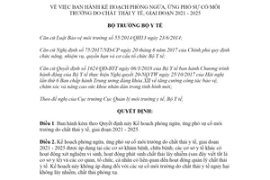 Quyết định 4290/QĐ-BYT 2020 Kế hoạch phòng ngừa ứng phó sự cố môi trường do chất thải y tế