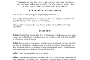 Quyết định 1236/QĐ-UBND 2020 công bố địa điểm được tổ chức hội chợ triển lãm thương mại Ninh Bình