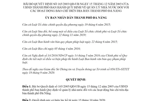 Quyết định 35/2020/QĐ-UBND bãi bỏ Quyết định 165/2003/QĐ-UB quản lý hoạt động báo chí Đà Nẵng
