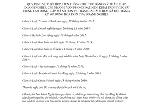 Nghị định 122/2020/NĐ-CP phối hợp thủ tục đăng ký thành lập doanh nghiệp chi nhánh văn phòng đại diện