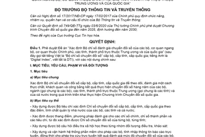 Quyết định 1726/QĐ-BTTT 2020 Bộ chỉ số đánh giá chuyển đổi số của bộ cơ quan ngang bộ