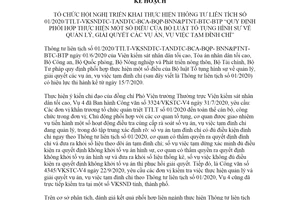 Kế hoạch 113/KH-VKSTC 2020 thực hiện Bộ luật Tố tụng hình sự quản lý vụ việc tạm đình chỉ