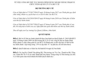 Quyết định 4318/QĐ-BYT 2020 công bố thủ tục hành chính phạm vi chức năng quản lý Bộ Y tế