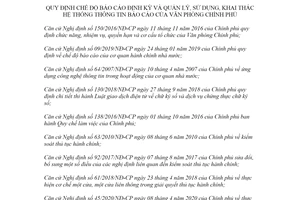 Thông tư 01/2020/TT-VPCP chế độ báo cáo định kỳ và quản lý sử dụng khai thác Hệ thống thông tin báo cáo