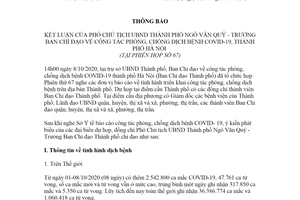 Thông báo 27/TB-BCĐ 2020 kết luận Phó Chủ tịch công tác phòng chống dịch bệnh COVID-19 Hà Nội