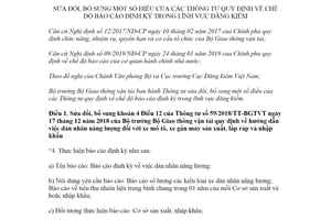 Thông tư 26/2020/TT-BGTVT sửa đổi Thông tư quy định chế độ báo cáo định kỳ lĩnh vực đăng kiểm