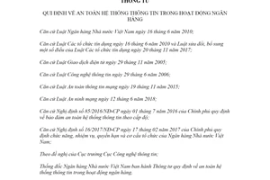 Thông tư 09/2020/TT-NHNN an toàn hệ thống thông tin trong hoạt động ngân hàng