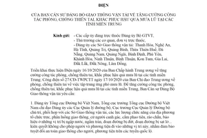 Công điện 258CĐ/BCSĐ 2020 phòng chống thiên tai khắc phục hậu quả mưa lũ các tỉnh miền Trung