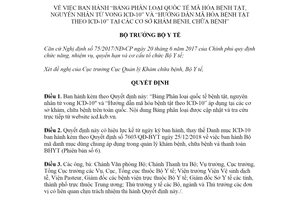 Quyết định 4400/QĐ-BYT 2020 Bảng phân loại quốc tế mã hóa bệnh tật nguyên nhân tử vong ICD-10