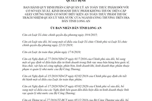 Quyết định 42/2020/QĐ-UBND an toàn thực phẩm cơ sở sản xuất ngành Công Thương Long An