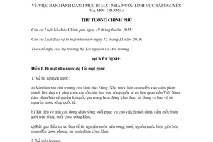 Quyết định 1660/QĐ-TTg 2020 Danh mục bí mật nhà nước lĩnh vực tài nguyên và môi trường