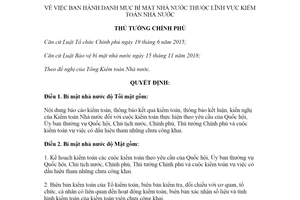 Quyết định 1663/QĐ-TTg 2020 Danh mục bí mật nhà nước thuộc lĩnh vực kiểm toán nhà nước