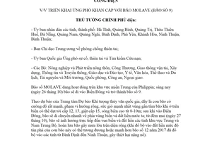 Công điện 1470/CĐ-TTg 2020 triển khai ứng phó khẩn cấp với bão MOLAVE bão số 9