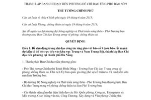 Quyết định 1667/QĐ-TTg 2020 thành lập Ban Chỉ đạo tiền phương để chỉ đạo ứng phó bão số 9