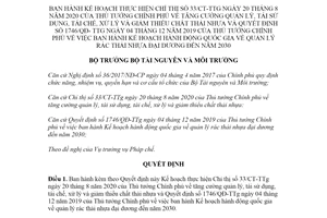 Quyết định 2395/QĐ-BTNMT 2020 thực hiện Chỉ thị 33/CT-TTg tái sử dụng chất thải nhựa