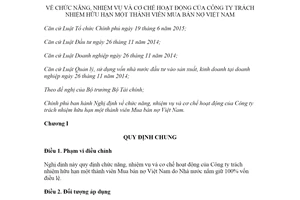 Nghị định 129/2020/NĐ-CP chức năng nhiệm vụ và cơ chế hoạt động của Công ty Mua bán nợ Việt Nam