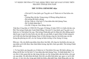 Công điện 1503/CĐ-TTg 2020 khẩn trương cứu nạn khắc phục hậu quả sạt lỡ đất Quảng Nam