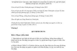 Nghị định 130/2020/NĐ-CP kiểm soát tài sản thu nhập của người có chức vụ trong cơ quan tổ chức