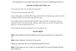 Quyết định 307/QĐ-TANDTC 2020 Quy chế tiếp công dân của Tòa án nhân dân tối cao