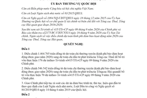 Nghị quyết 1036/NQ-UBTVQH14 2020 điều chuyển dự toán kinh phí đảm bảo hoạt động Tổng cục Thuế