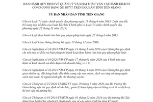 Quyết định 22/2020/QĐ-UBND khai thác vận tải hành khách công cộng bằng xe buýt tỉnh Tiền Giang