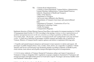 Official Dispatch 10612/BGTVT-CYT 2020 requirements for facemasks in airports to prevent COVID-19