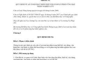Thông tư 05/2020/TT-BKHCN an toàn hạt nhân đối với cơ sở lò phản ứng hạt nhân nghiên cứu
