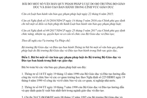 Thông tư 41/2020/TT-BGDĐT bãi bỏ văn bản quy phạm pháp luật lĩnh vực giáo dục