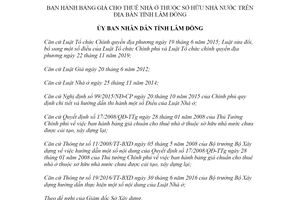 Quyết định 36/2020/QĐ-UBND bảng giá cho thuê nhà ở thuộc sở hữu nhà nước tỉnh Lâm Đồng