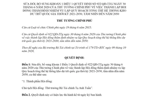 Quyết định 1725/QĐ-TTg 2020 sửa đổi Quyết định 922/QĐ-TTg hệ thống kho dự trữ quốc gia