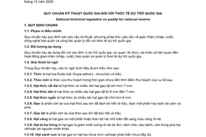 Quy chuẩn kỹ thuật quốc gia QCVN 14: 2020/BTC về Thóc tẻ dự trữ quốc gia