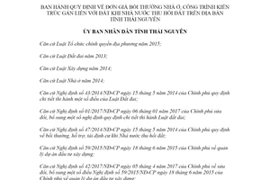 Quyết định 23/2020/QĐ-UBND đơn giá bồi thường nhà ở khi Nhà nước thu hồi đất Thái Nguyên