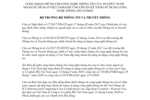 Quyết định 1864/QĐ-BTTTT 2020 công nhận chứng chỉ công nghệ thông tin tổ chức nước ngoài