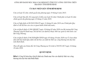 Quyết định 4446/QĐ-UBND 2020 Danh mục báo cáo định kỳ lĩnh vực công thương Bình Định